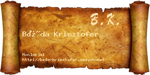Béda Krisztofer névjegykártya